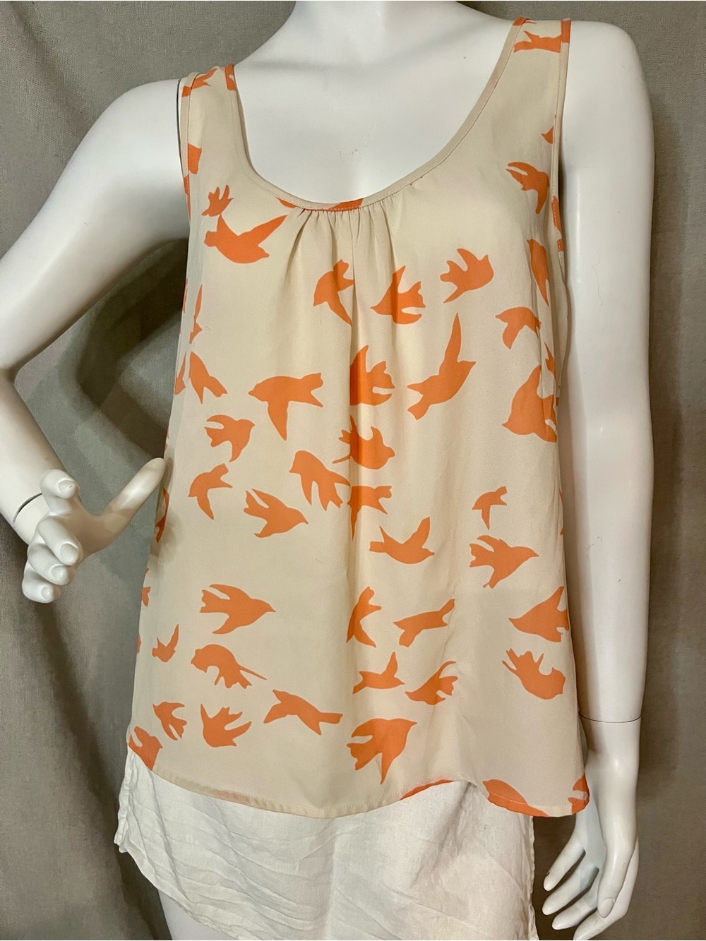 Kismet Bird Print Lightweight Sleeveless Top L